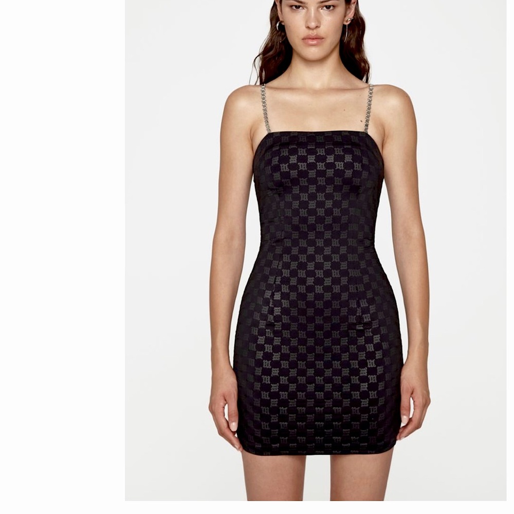MISBHV black monogram spaghetti strap mini dress size small